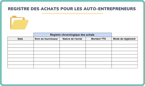 Registre des Achats auto-entrepreneur / micro-entrepreneur
